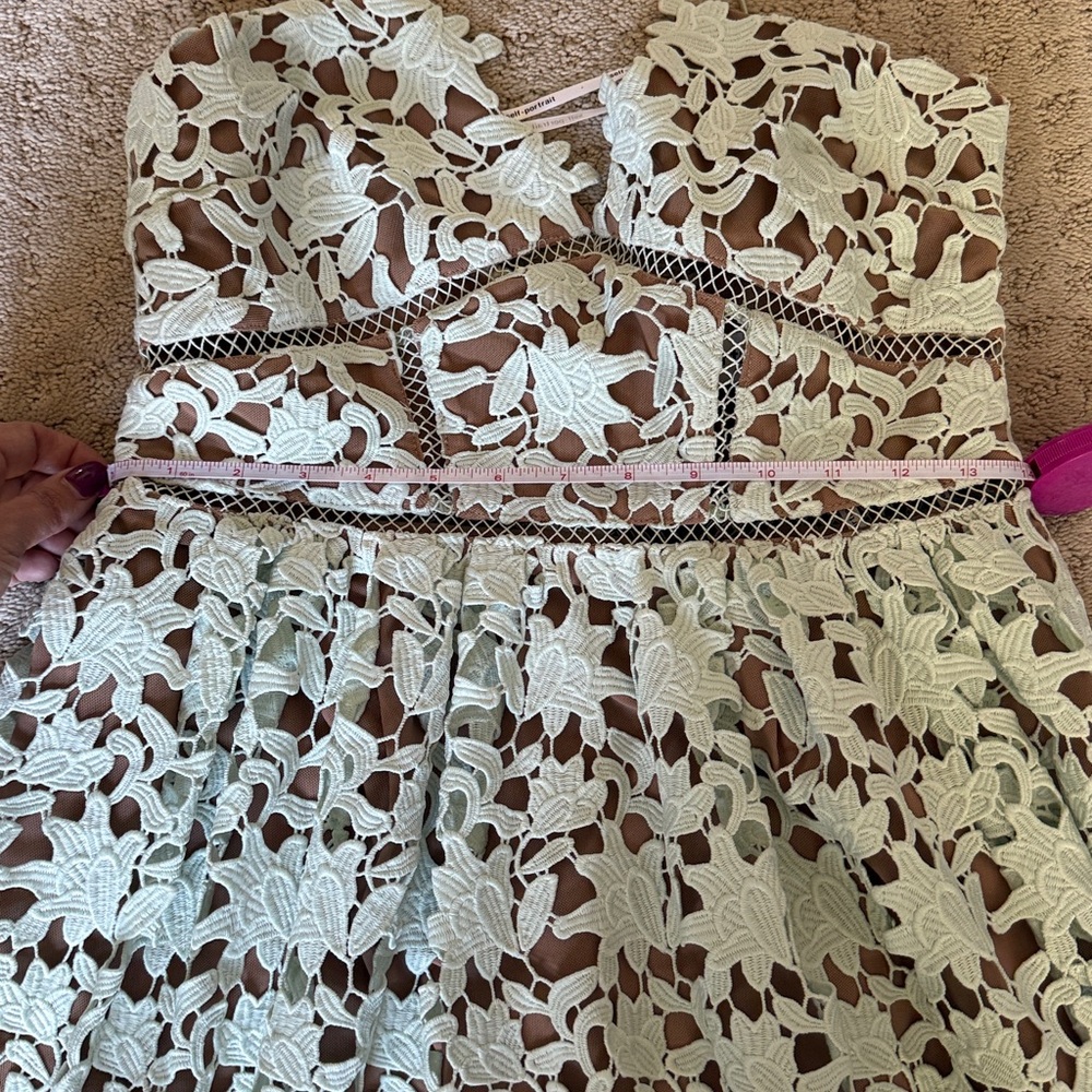 Self Portrait Azaelea Lace Midi Dress in Light Mint Green - Picture 14 of 15